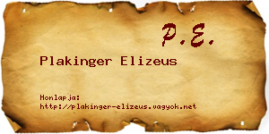 Plakinger Elizeus névjegykártya